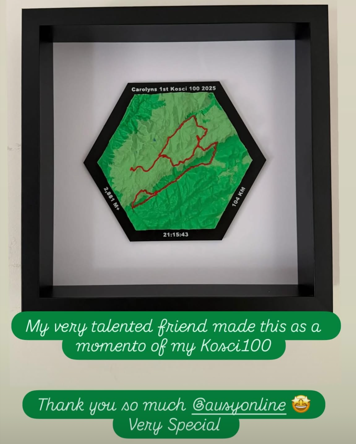 Early Track3D inspiration showing a Kosci running journey and race memorabilia story.