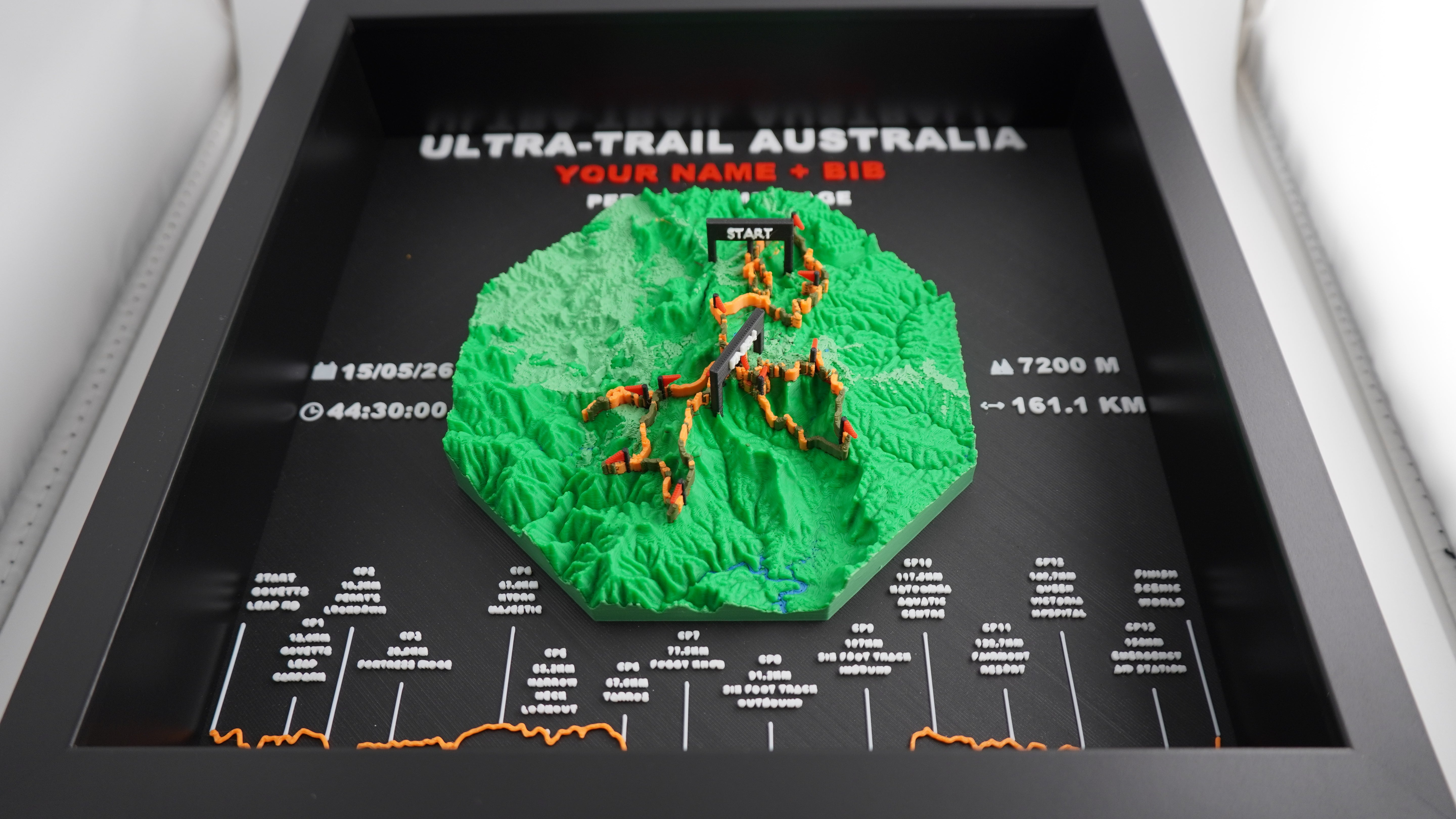 Track3D UTA Special Edition 3D terrain display detail showing the course route and elevation profile.